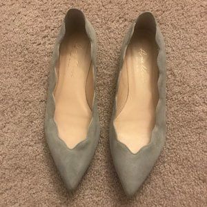 Avellini Cora Gray Suede Pointed Toe Flats, Sz 37